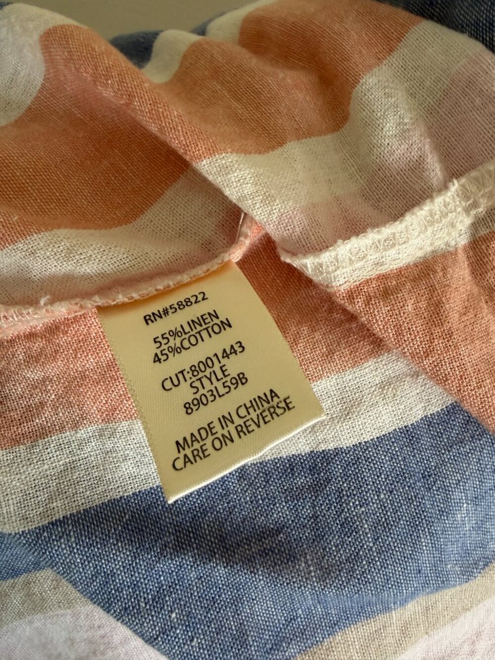 Max Studio Linen Blend Striped Shift Dress Sleeveless Pastel Pink Blue Large - Picture 5 of 7